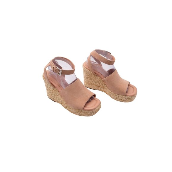 NWOB Marc Fisher Nelly Espadrille Sandals Sz 10 Pink Suede Ankle Strap Wedge - Picture 2 of 13